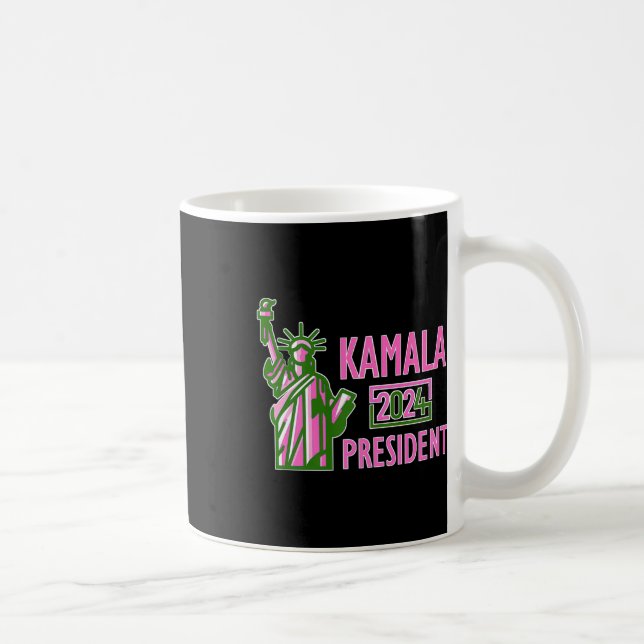 Kamala Harris für Präsident 2024 Rosa und Grün Kaffeetasse (Rechts)