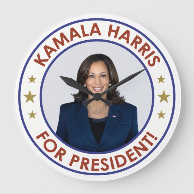 KAMALA HARRIS FÜR PRÄSIDENT! GROßE WANDUHR (Vorderseite)