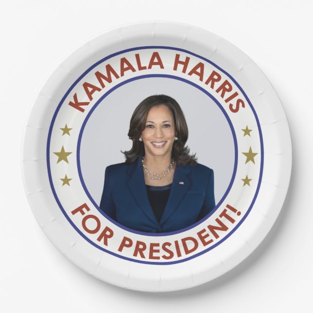 KAMALA HARRIS FÜR PRÄSIDENT! PAPPTELLER (Vorderseite)