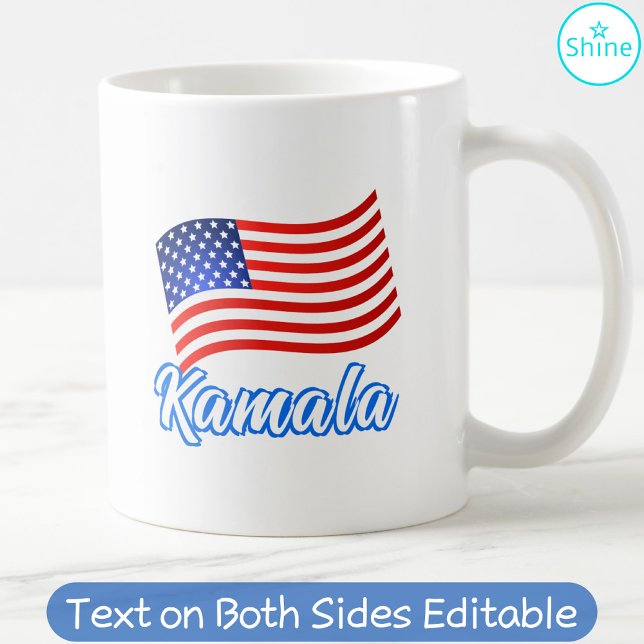 Kamala Harris für Präsidentin Elegant Script US Fl Kaffeetasse (Von Creator hochgeladen)