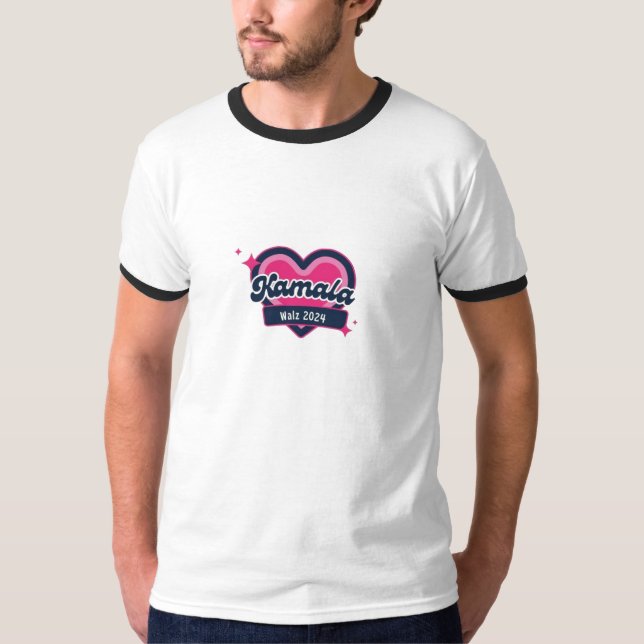 Kamala Harris Girly Pink Hearts Präsidentin T-Shirt (Vorderseite)