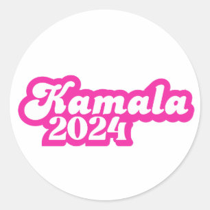 Kamala Harris Girly Pink Logo 2024 Runder Aufkleber