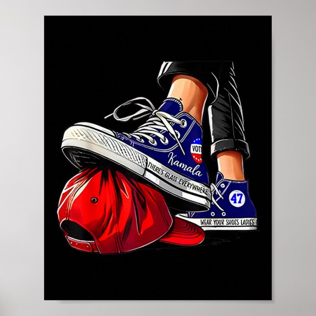 Kamala Harris High Heels Stepping auf Red Hat Poster (Vorne)