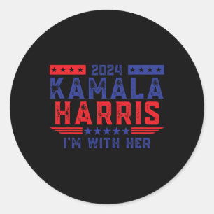Kamala Harris, ich bin bei ihrer Wahl 2024 Runder Aufkleber