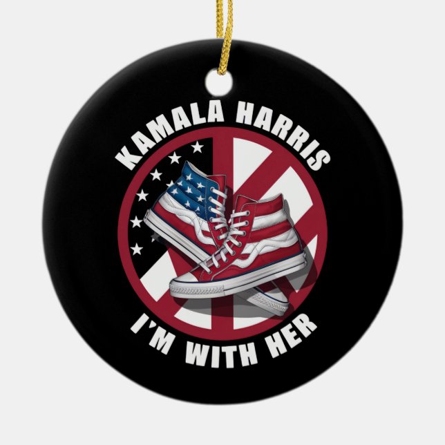 Kamala Harris Ich bin mit ihrem Patriotischen Konv Keramik Ornament (Vorne)