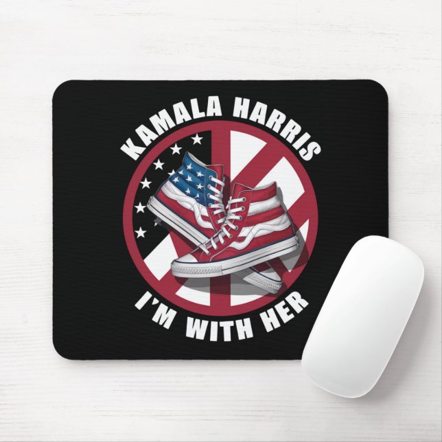 Kamala Harris Ich bin mit ihrem Patriotischen Konv Mousepad (Mit Mouse)