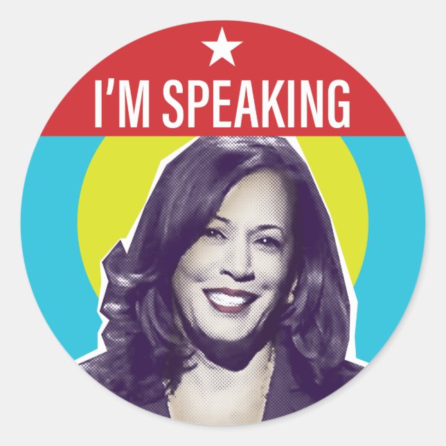 Kamala Harris / Ich spreche Runder Aufkleber (Vorderseite)