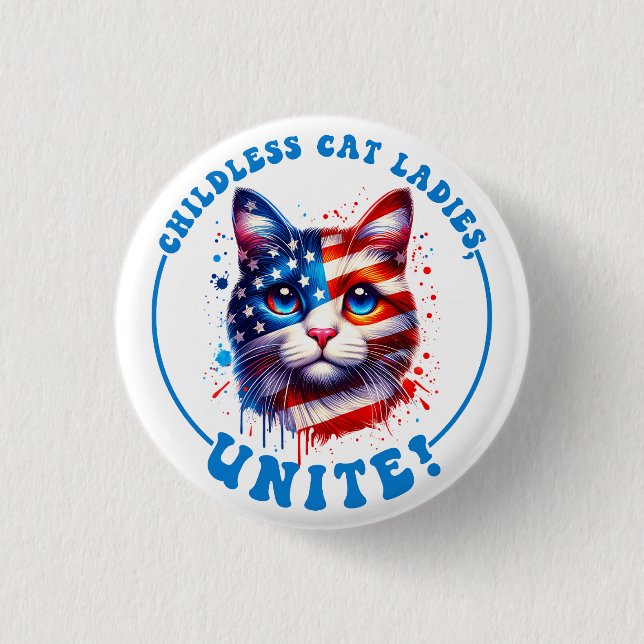 Kamala Harris ist eine kinderlose Katze Button (Vorderseite)