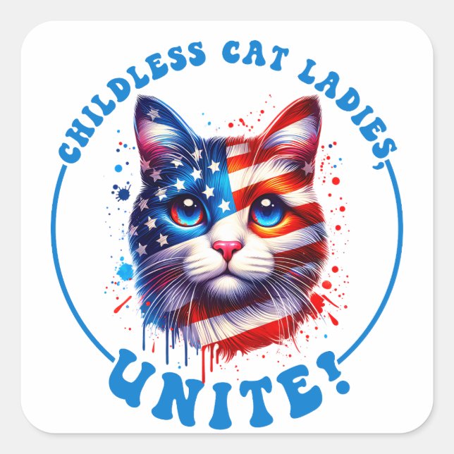 Kamala Harris ist eine kinderlose Katze Quadratischer Aufkleber (Vorderseite)