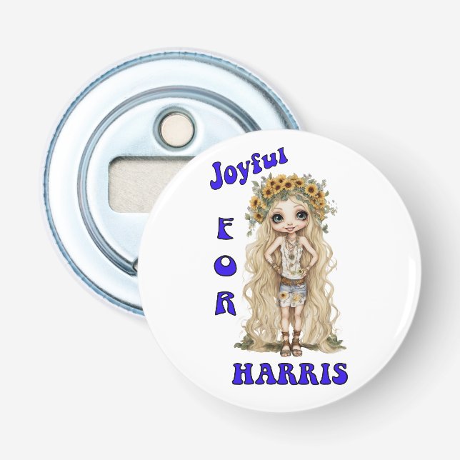 Kamala Harris Joyful Hippie Boho Niedlich Flaschenöffner (Vorderseite)