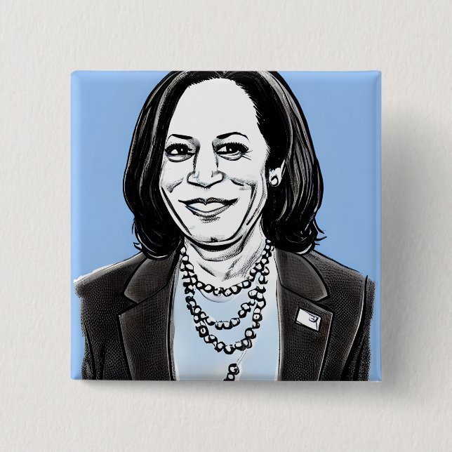 Kamala Harris Karikatur Politische Button (Vorderseite)
