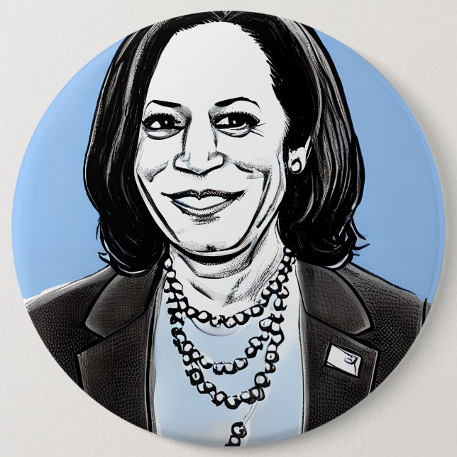 Kamala Harris Karikatur Politische Button (Vorderseite)