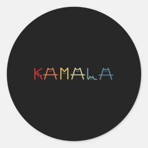 Kamala Harris Katze Vintage-Buchstaben Positiv Lus Runder Aufkleber