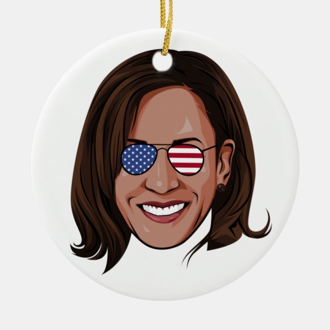 Kamala Harris - Leiter bei Aviators Patriotic Keramik Ornament (Vorne)