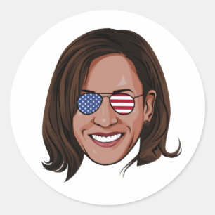Kamala Harris - Leiter bei Aviators Patriotic Runder Aufkleber