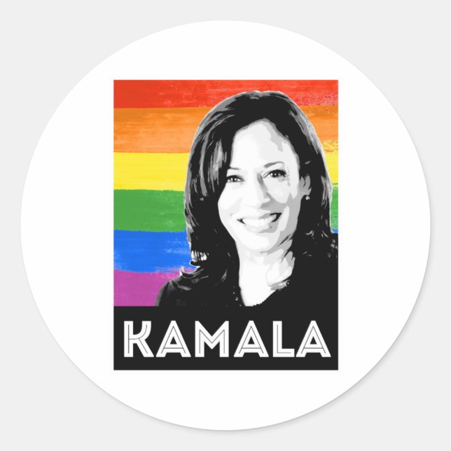 Kamala Harris LGBT Pride Runder Aufkleber (Vorderseite)