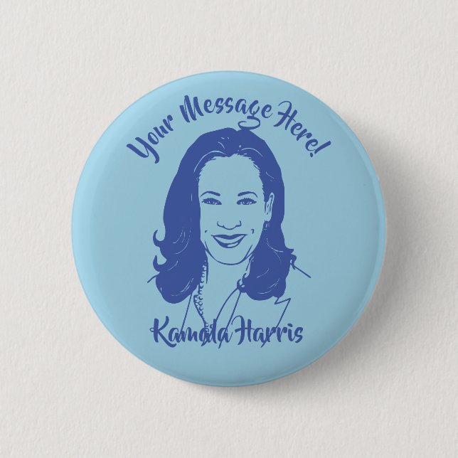Kamala Harris Line Art Custom Text Button (Vorderseite)