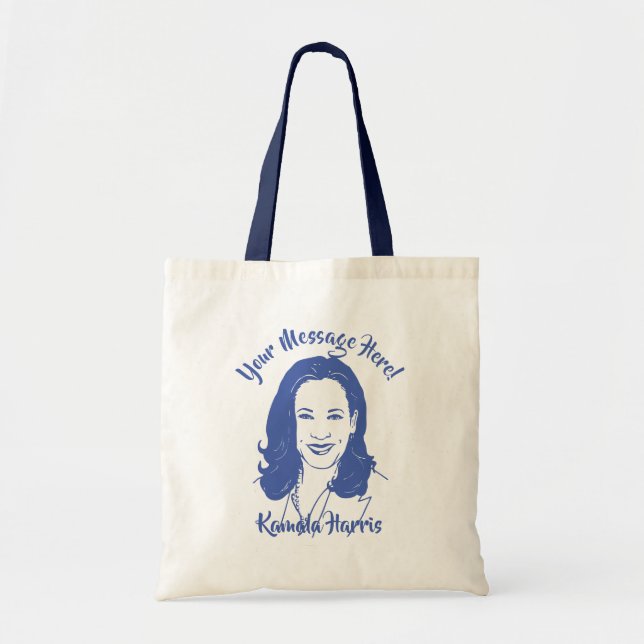 Kamala Harris Line Art Custom Text Tragetasche (Vorne)