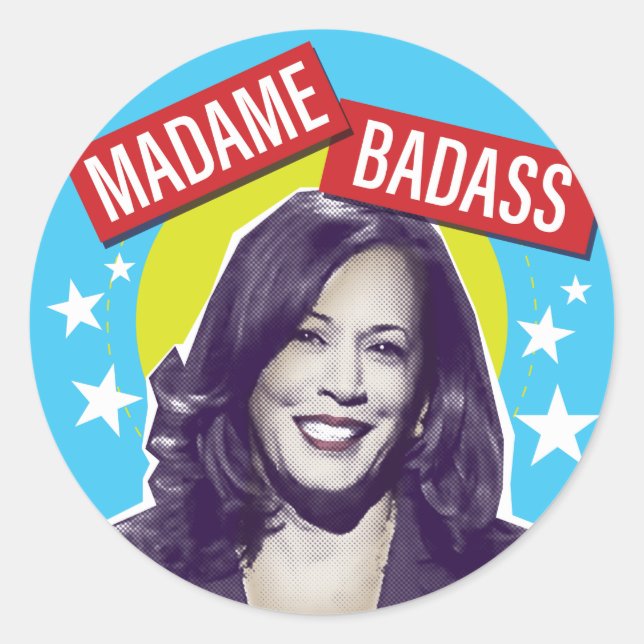 Kamala Harris / Madame Badass Runder Aufkleber (Vorderseite)