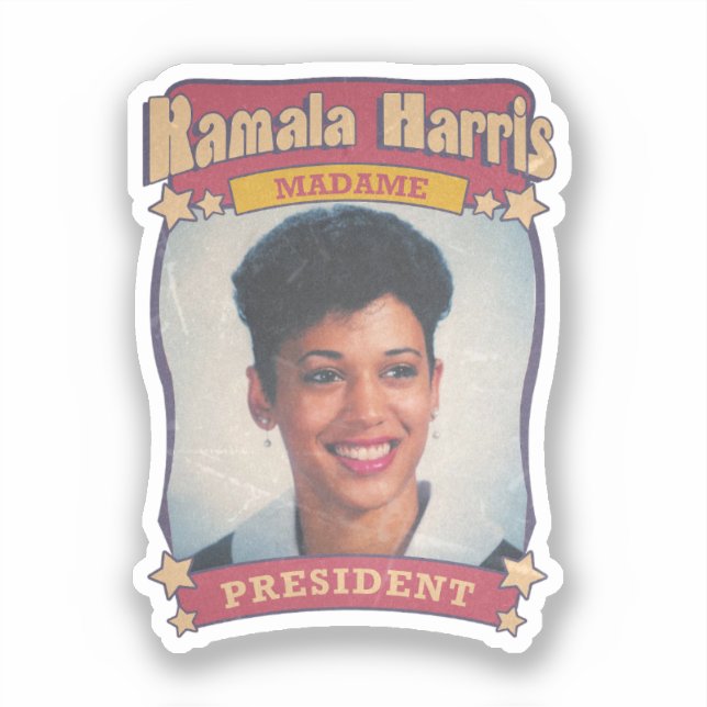 Kamala Harris Madame Präsident Retro Card Aufkleber (Vorderseite)