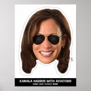 KAMALA HARRIS MIT AVIATOREN CUTOUT MASK POSTER