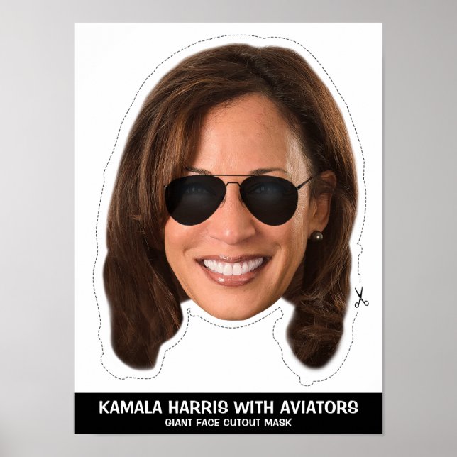 KAMALA HARRIS MIT AVIATOREN CUTOUT MASK POSTER (Vorne)