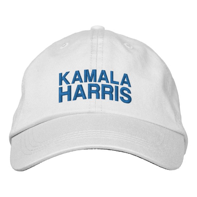 Kamala Harris moderne, blaue Typografie Bestickte Baseballkappe (Vorderseite)