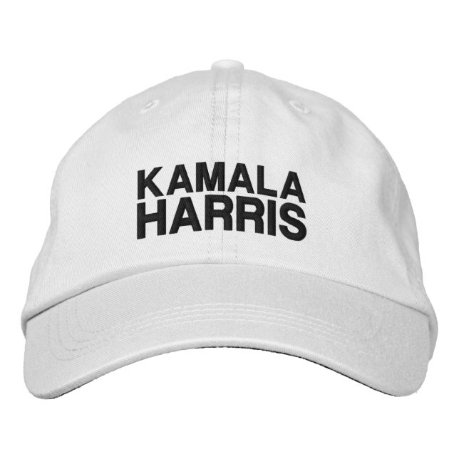 Kamala Harris moderne Typografie Schwarz-weiß Bestickte Baseballkappe (Vorderseite)