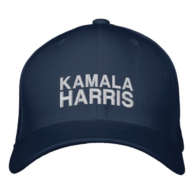 Kamala Harris moderne, weiße Typografie Bestickte Baseballkappe (Vorderseite)