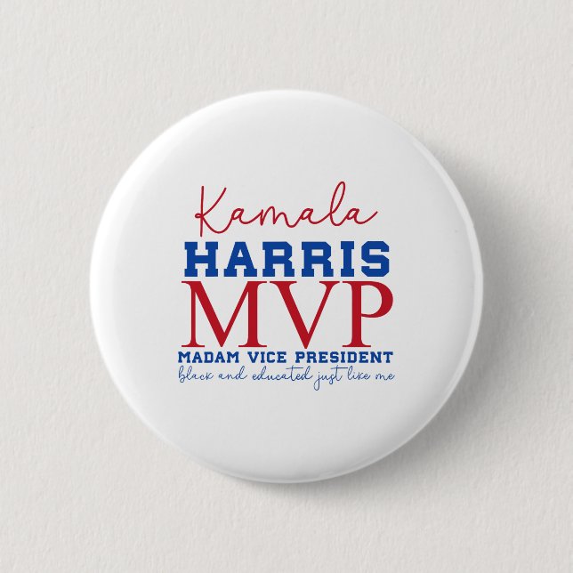 Kamala Harris Mvp Vizepräsidentin Black and E Button (Vorderseite)