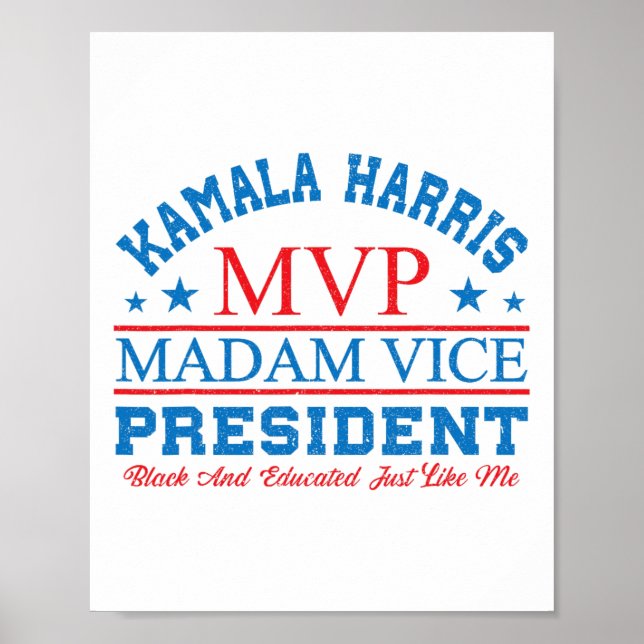 Kamala Harris Mvp Vizepräsidentin Black and E Poster (Vorne)