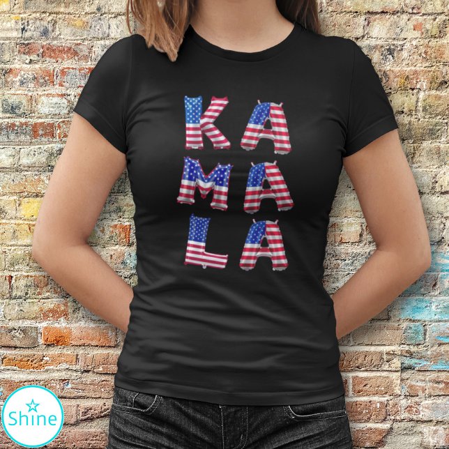 Kamala Harris Niedlich American Flag Balloon Alpha T-Shirt (Von Creator hochgeladen)