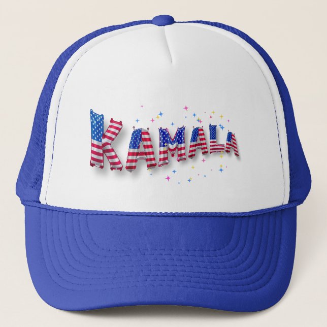 Kamala Harris Niedlich American Flag Balloon Alpha Truckerkappe (Vorderseite)