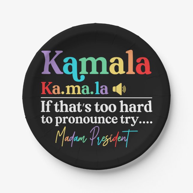Kamala Harris Pappteller (Vorderseite)