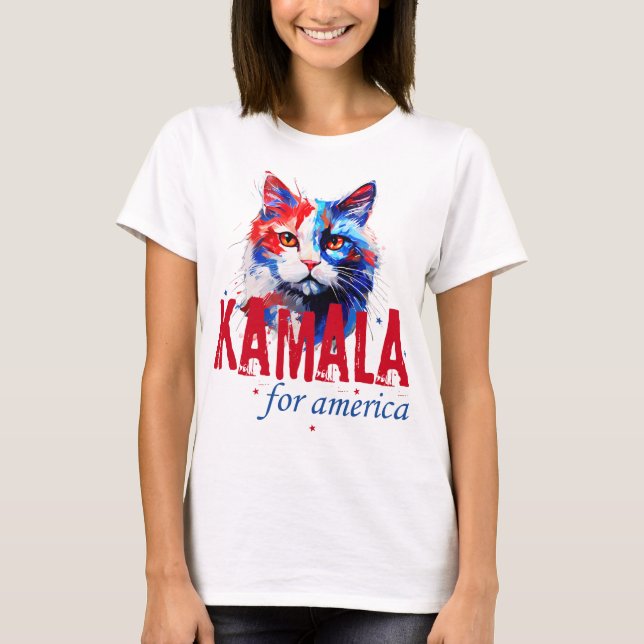 Kamala Harris Patriotic Cat T - Shirt (Vorderseite)