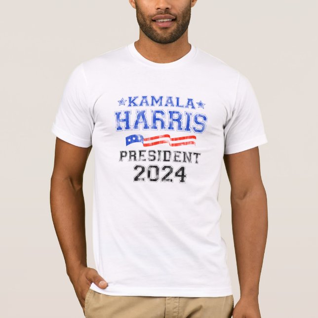 Kamala Harris Patriotic Vintager Präsident 2024 T-Shirt (Vorderseite)