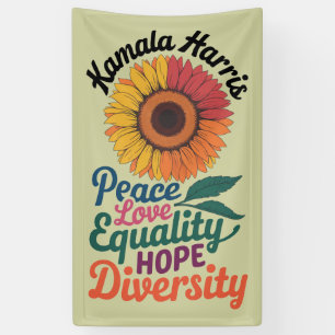 Kamala Harris Peace Liebe Equality Hope Diversity Banner