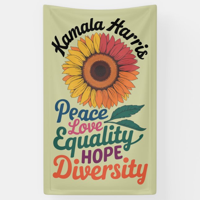 Kamala Harris Peace Liebe Equality Hope Diversity Banner (Vertikal)