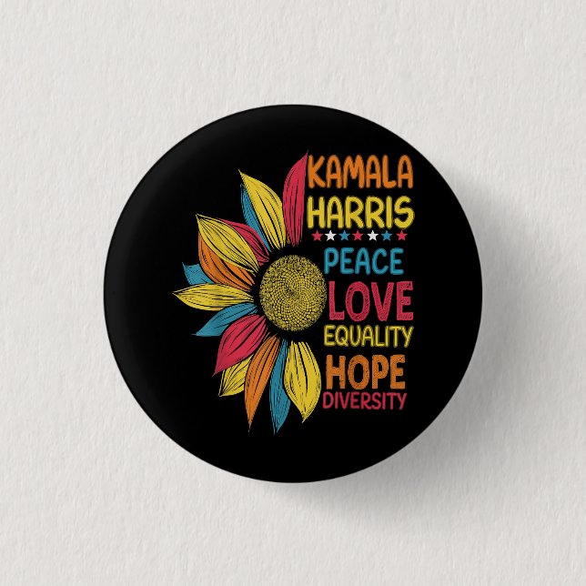 Kamala Harris Peace Liebe Equality Hope Diversity Button (Vorderseite)