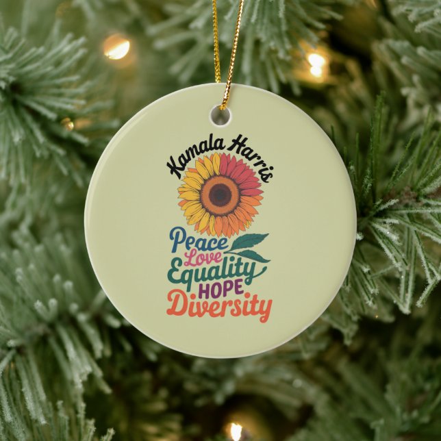 Kamala Harris Peace Liebe Equality Hope Diversity Keramik Ornament (Baum)
