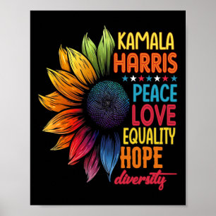 Kamala Harris Peace Liebe Equality Hope Diversity Poster