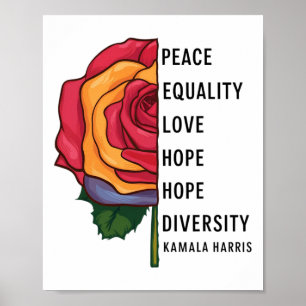 Kamala Harris Peace Liebe Equality Hope Diversity Poster