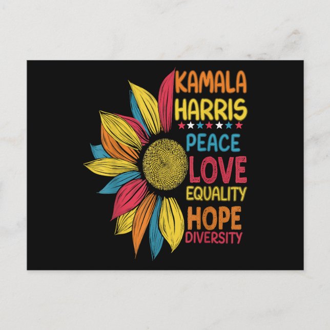 Kamala Harris Peace Liebe Equality Hope Diversity Postkarte (Vorderseite)