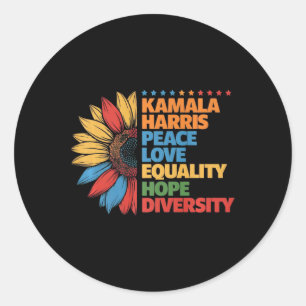 Kamala Harris Peace Liebe Equality Hope Diversity Runder Aufkleber