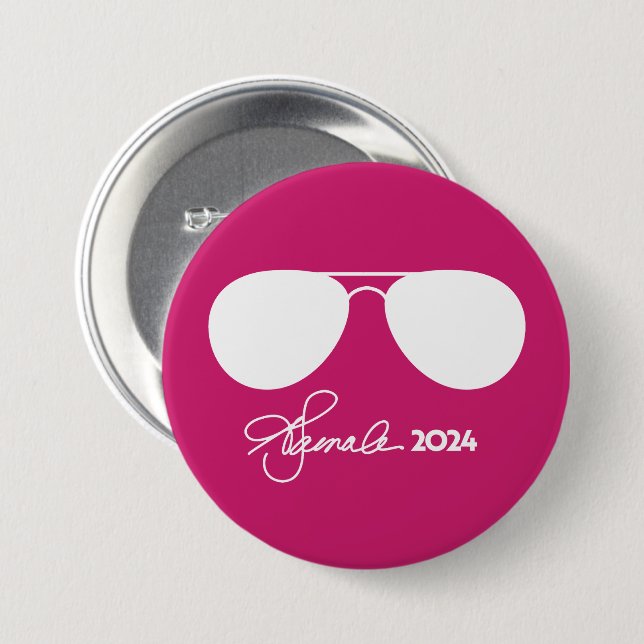 Kamala Harris Pink Aviators Button (Vorne & Hinten)