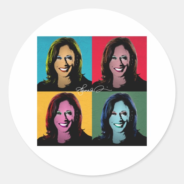 KAMALA HARRIS Pop Art Runder Aufkleber (Vorderseite)