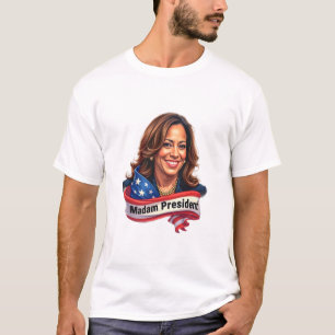 Kamala Harris Portrait Frau Präsidentin Männer T-Shirt