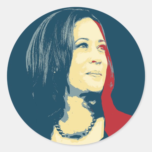 Kamala Harris Portrait Runder Aufkleber (Vorderseite)