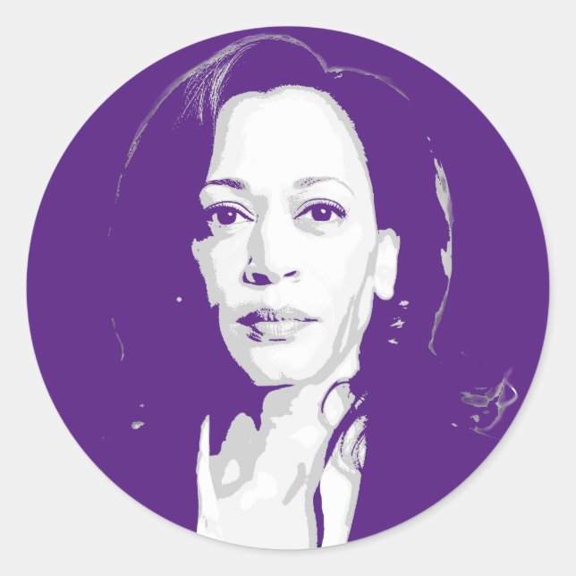 Kamala Harris Portrait Runder Aufkleber (Vorderseite)