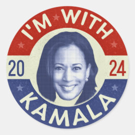 Kamala Harris Präsident 2024 Foto Retro Runder Aufkleber